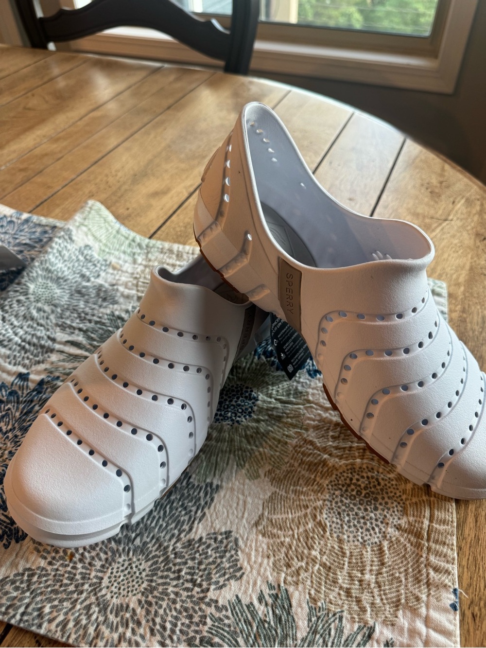Sperry White Perforated Slip-On Clog Mules for Women